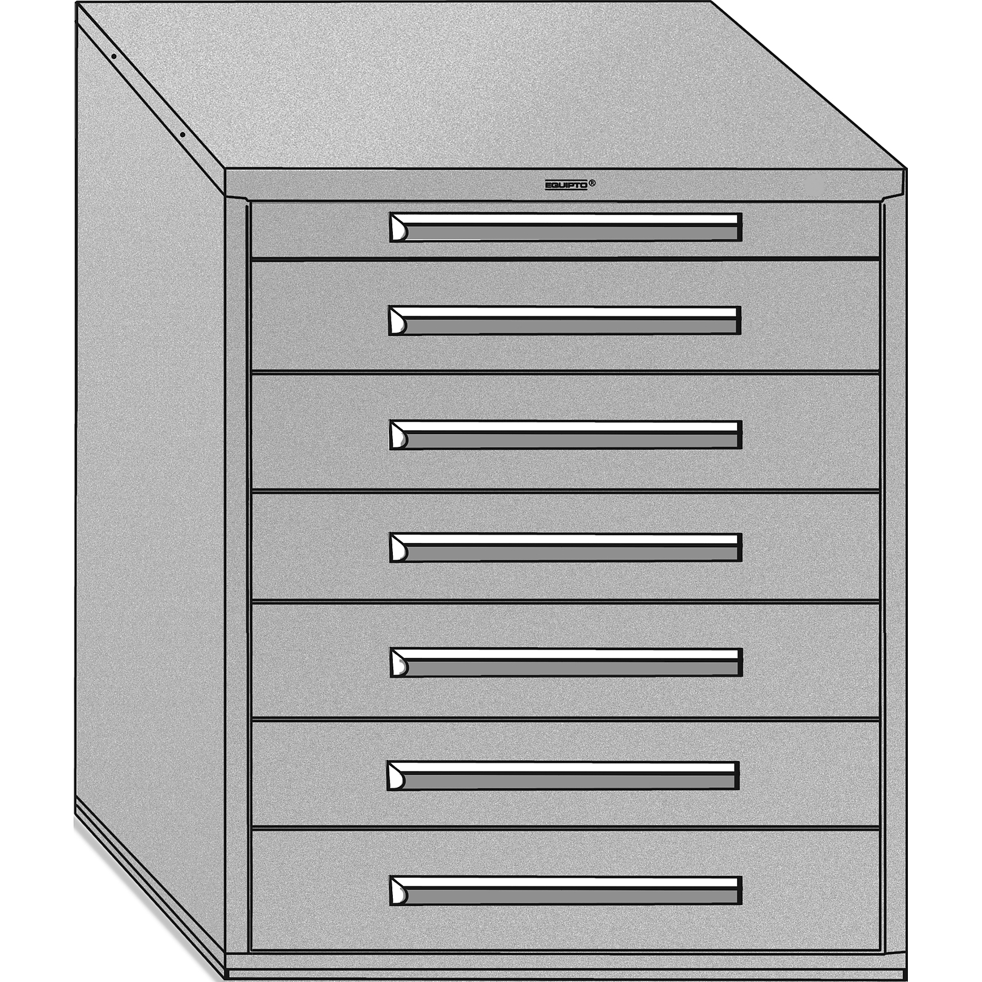 Equipto, 36-7/8in. W x 19in.D X 44in.H Modular Drawer Cabinet with Dividers, 1 3'h and 6 6"h drawers, 200 lb capacity each drawer 200 Model # S4332D18N-PY; Color: Textured Putty
